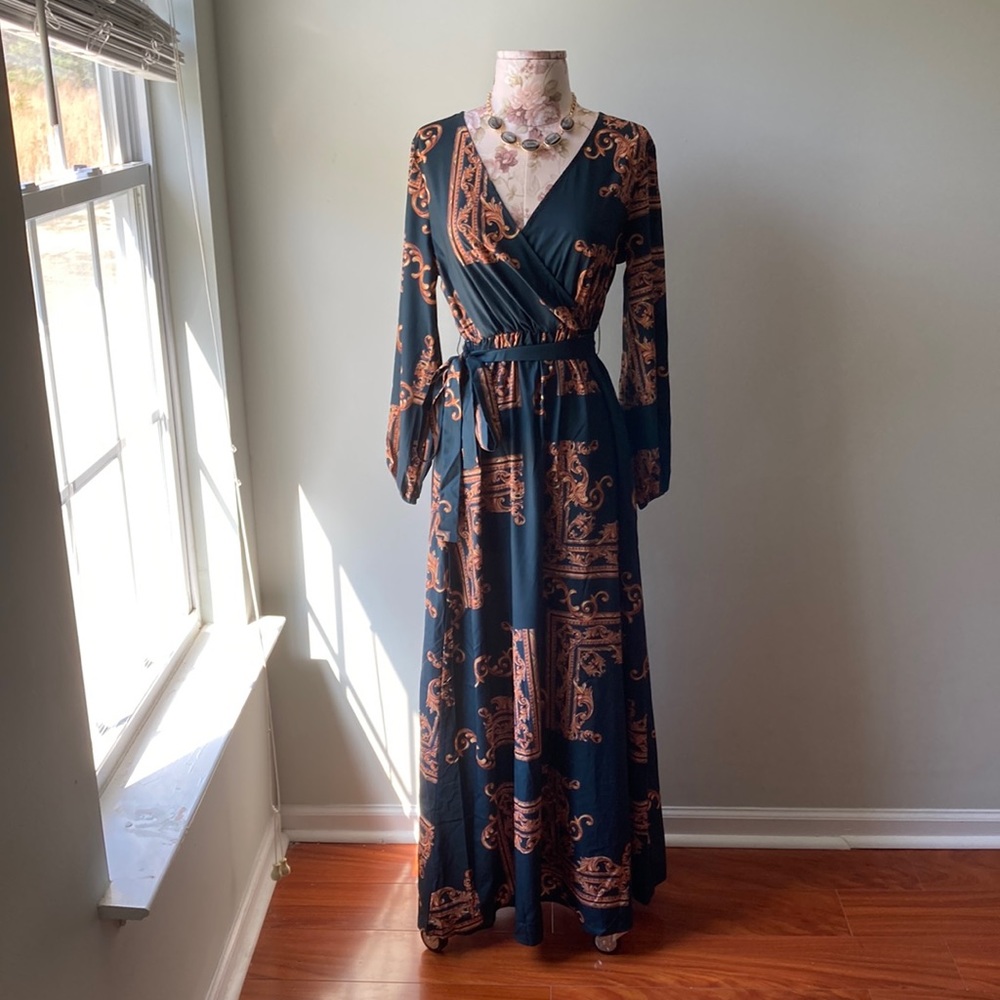 Faux wrap maxi dress
